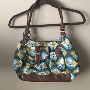 Merona Green, Blue and Brown Pattern Handbag NWOT